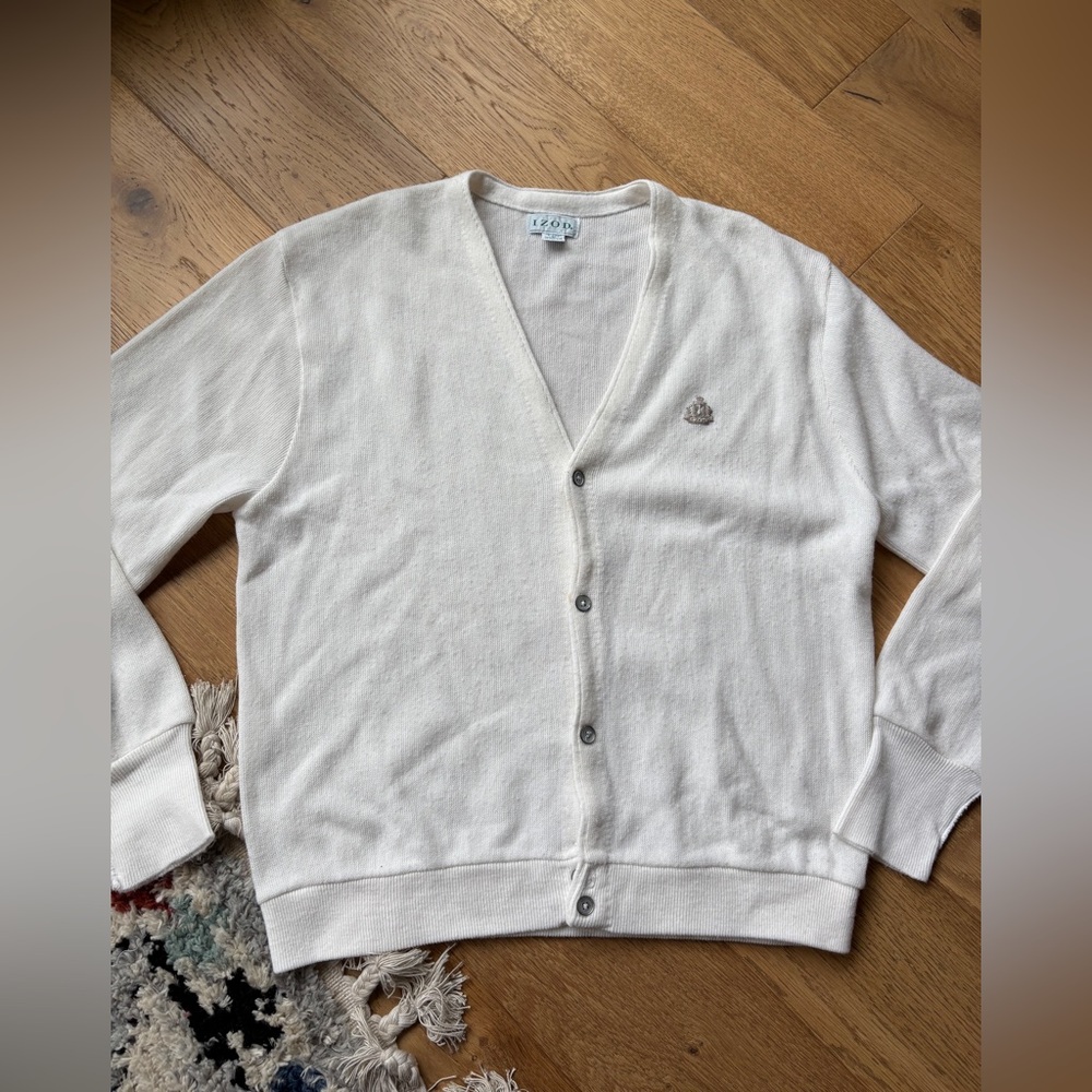 1970’s vtg izod cardigan off white mens XL